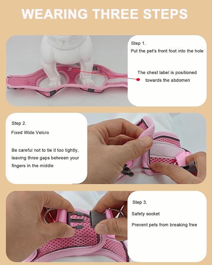 M Black Soft Mesh Dog Harness and Leash Set, No Escape Puppy Harnesses - Image 5