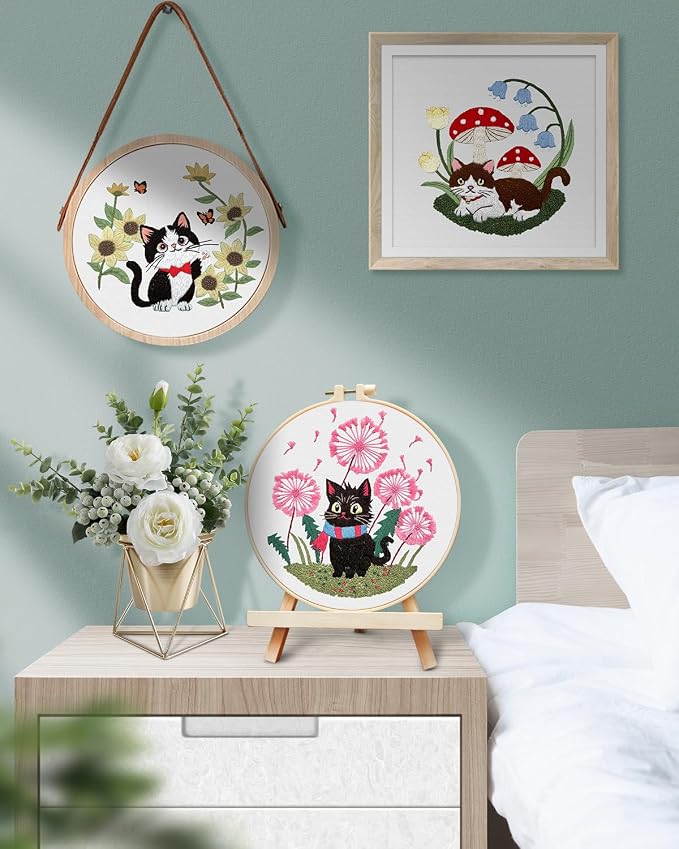 TINDTOP Embroidery Kit for Adults, Cat Embroidery Practice Kit | for Beginners - Image 6