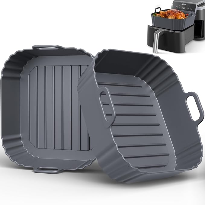 Square Silicone Air Fryer Liners 2 Pack, Compatible by PIINTAUR