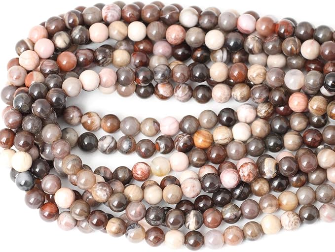 45PCS 8mm Natural Silicified Wood Jade Gemstone Round Loose Beads - Image 3