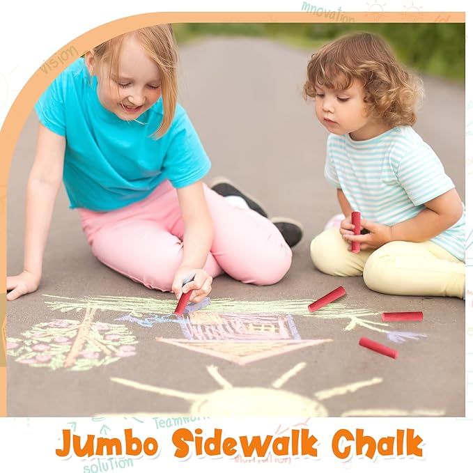 20 Pcs Sidewalk Chalks for Kids Non Toxic Jumbo Chalk for Party Gift Outdoor Art Classroom Play Painting (Red)