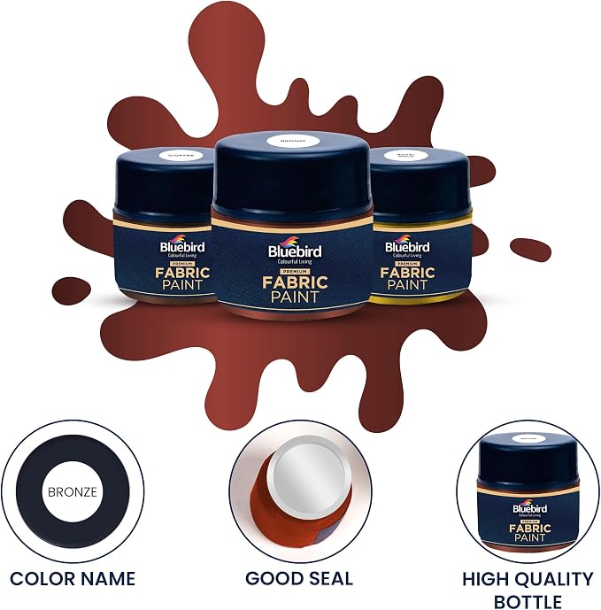 BLUEBIRD 6-Pack Fabric Paint, Pearlescent Colors, 0.85 Fl Oz each, Permanent - Image 2