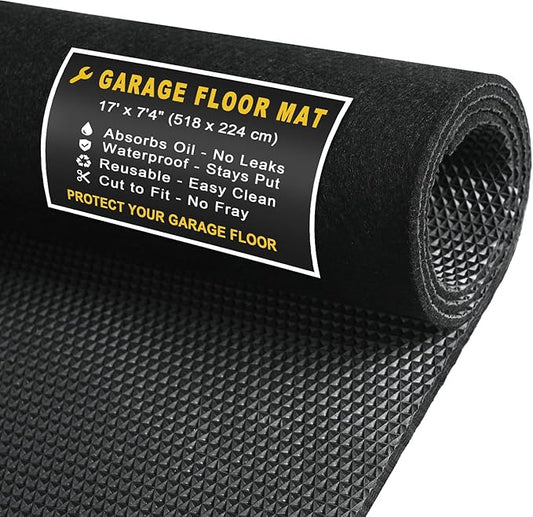 Heavy-Duty Garage Floor Mat 17' x 7'4" - Waterproof Garage Flooring for Cars & SUVs, Durable Garage Mats for Floor, Oil Spill Resistant Garage Mat, Easy-to-Clean Garage Rug for Floor, Oil Change Mat