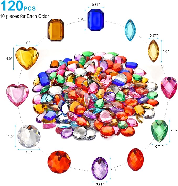 120PCS Craft Gems Jewels, Colorfull Acrylic Flatback Rhinestones - Image 2
