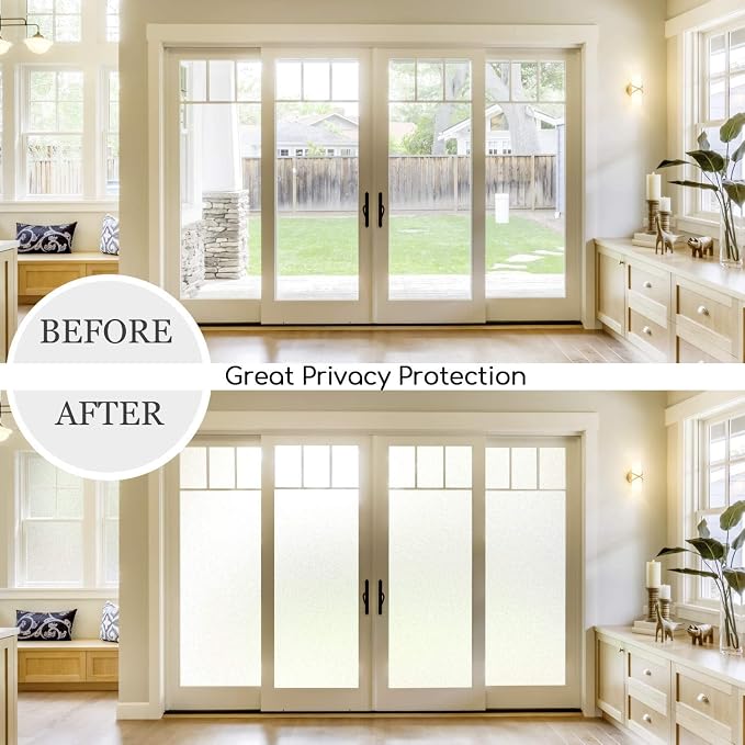 HIDBEA Frosted Window Privacy Film Non-Adhesive, Reusable Window Glass Films - Image 2