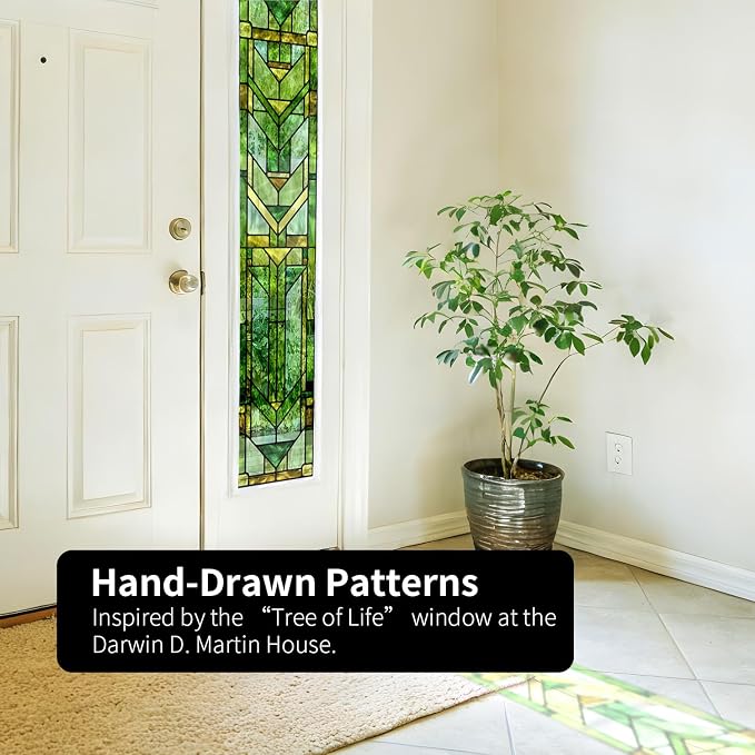 Faux Stained Glass Effect Transparent Window Film, Original Hand Drawn Static - Image 2