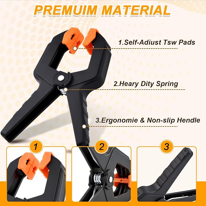 10 Pack Spring Clamps, Heavy Duty Plastic Woodworking Clamps & Multi-Use - Image 3