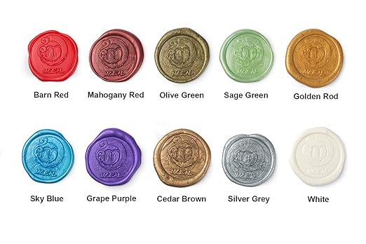 Mceal Sealing Wax Stick with Wick Flower De Luce of France Retro 10 Pieces Pack(Olive Green)