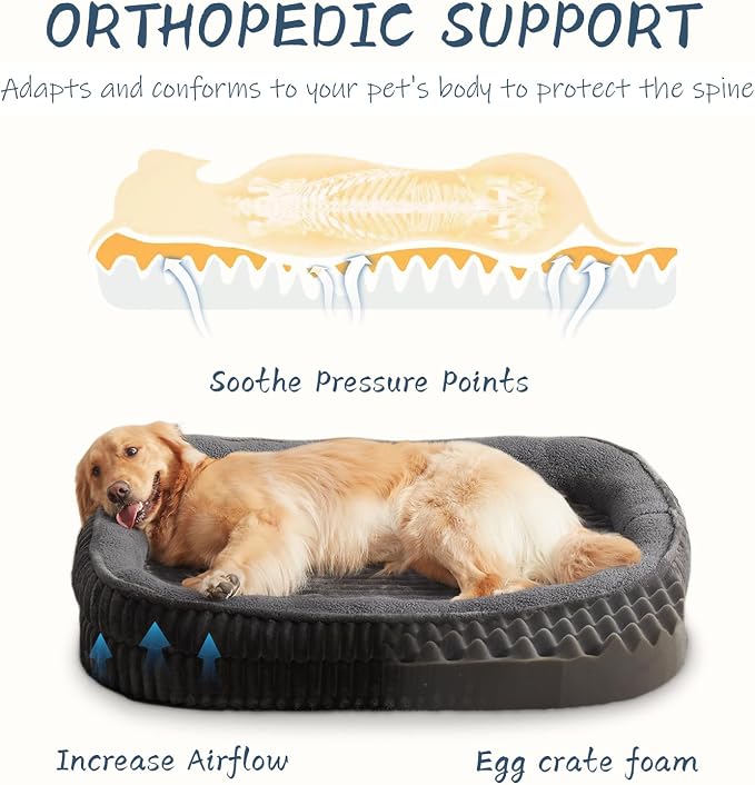 Orthopedic Dog Bed for Large Dogs Breeds, High Density Egg Crate Foam Dog Sofa - Image 2