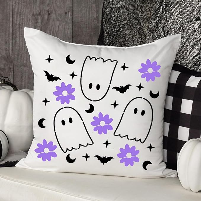 Halloween Stencils for Door Mats Welcome Skeleton Doormat Stencils Boo Spooky Stencil Templates for Painting on Wood Fabrics Crafts Decor