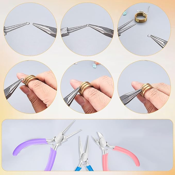 3 Pack Jewelry Pliers Set, Mini Pliers Set with Needle/Round, Carbon Steel Jewelry Tools with Storage Box, Applicable to Jewelry Making Supplies, Handicrafts, Earring Making