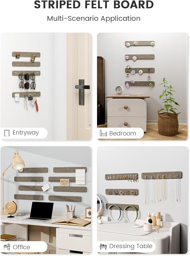 Fluxynara Cork Board Alternative Felt Strip Board 8-Pack 13"x2", Office Pin - Image 6