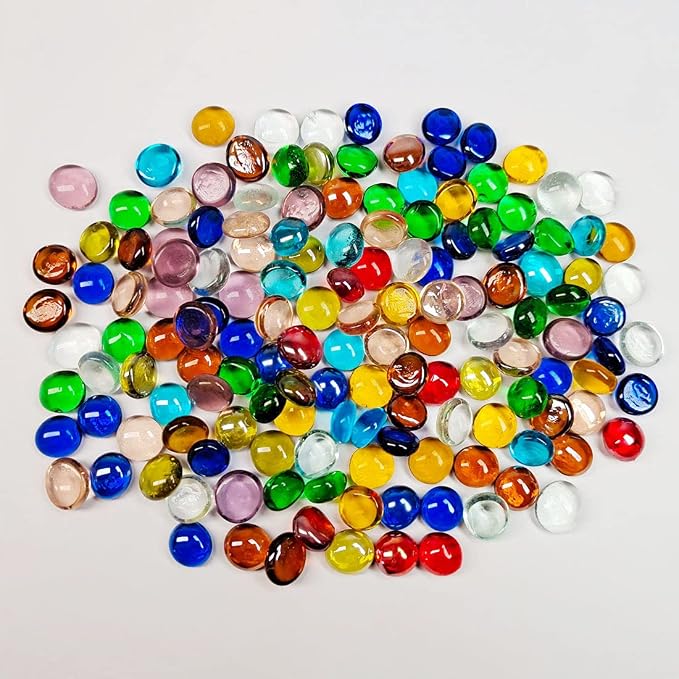 50PCS Mini Glass Gems, Mixed Colour Mancala Stones Flat Bottom Marble Beads - Image 4
