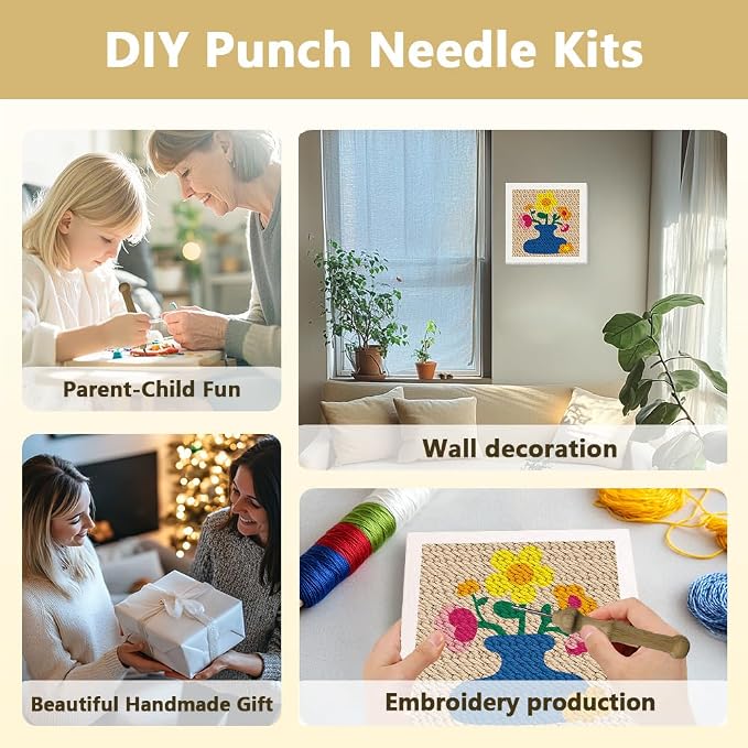 Doodlream Flower Vase DIY Punch Needle Embroidery Kit - Image 4