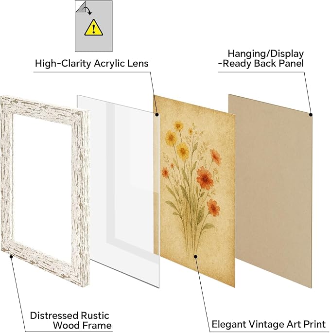 puthiac 4x6 Rustic Farmhouse Picture Frame, Distressed White, 1 Pack | - Image 4