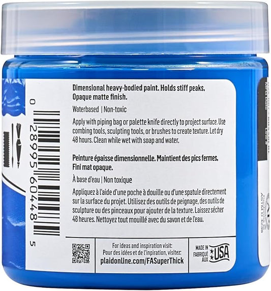 FolkArt Super Thick Acrylic Paint with a Textured Finish, Deep Blue, 4 oz