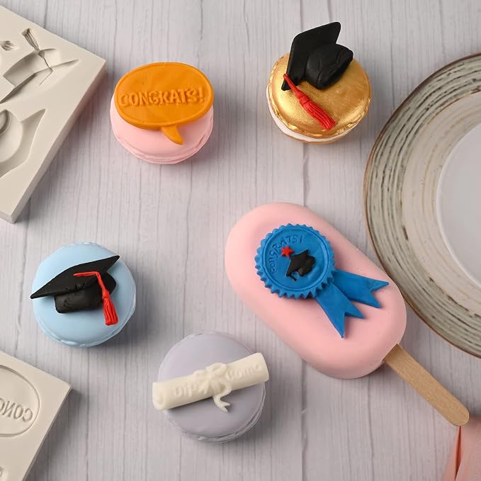 Sakolla Graduation Fondant Molds Silicone Doctoral Cap Diploma Chocolate Candy - Image 6