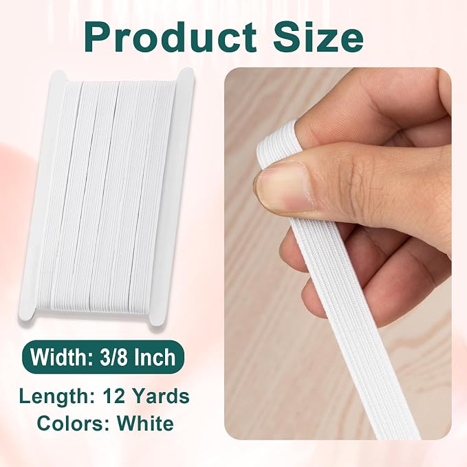 Airisoer 3/8 Inch Elastic Band for Sewing, 12 Yard High Elasticity Sewing - Image 2