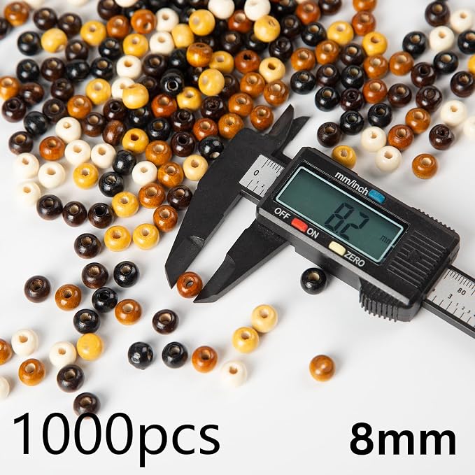 1000pcs 8mm Wooden Beads for Crafts, Large Hole Wood Beads Bulk, Natural Round - Image 2