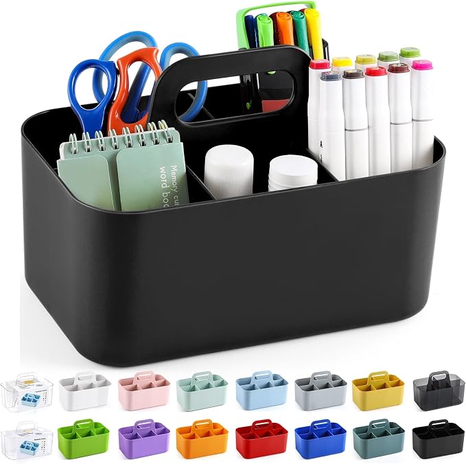 Multiuse Caddy Organizer with Handle, Portable Divided Plastic Tote Bin by AOZITA