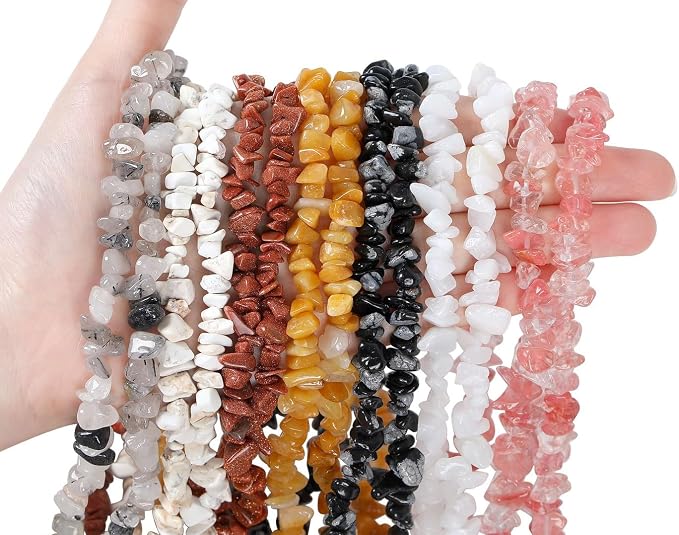 LAIDANLA Black Rutilated Quartz 400pcs Natural Chip Stone Beads 5-8mm Healing - Image 3