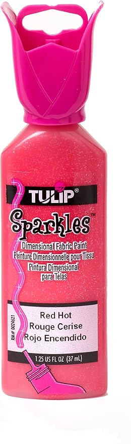 Tulip Dimensional Fabric Paint 1-1/4 Ounces-Sparkles-Red Hot by Tulip