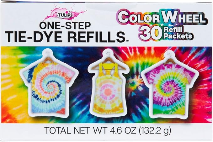 Tulip One-Step Tie-Dye Refills, Color Wheel, Permanent Fabric Dye, 30 Pack by Tulip