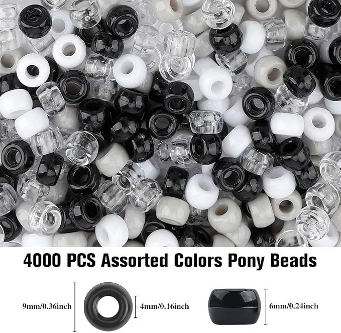 Pony Beads 4000 Pcs, Beads for Bracelets, Hair Beads, Beads for Jewelry Making - Image 2