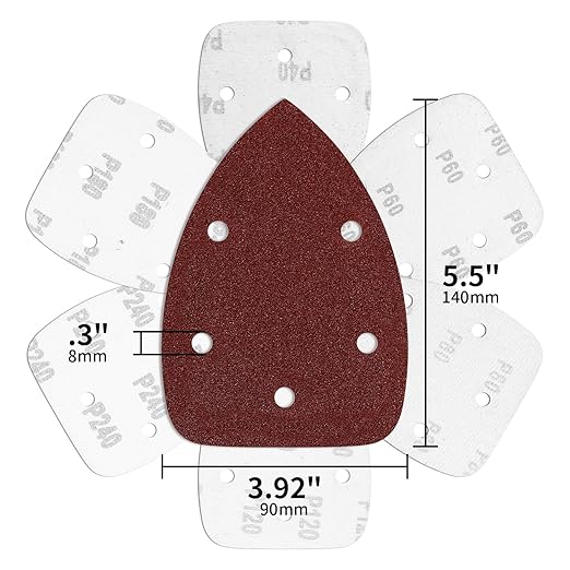 100-Pack Mouse Sandpaper (5-Hole) 100 Grit for Mouse Detail Sanders, Premium Aluminum Oxide, Easy to Replace, Ideal for Woodworking, Furniture Refinishing, and Crafting