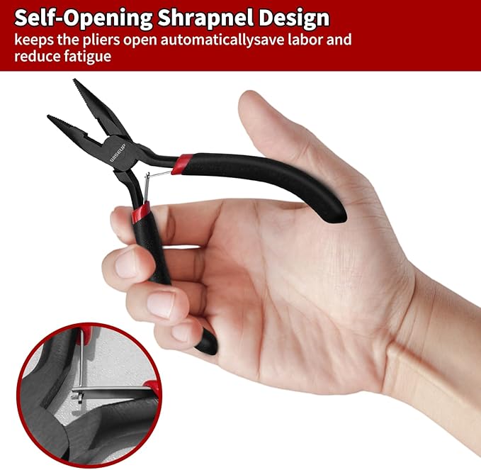 WISEUP 3 Pcs Jewelry Pliers Set - Needle/Chain Nose, Round Nose and Wire Cutters for Jewelry DIY Craft，Repair & Wire Wrapping