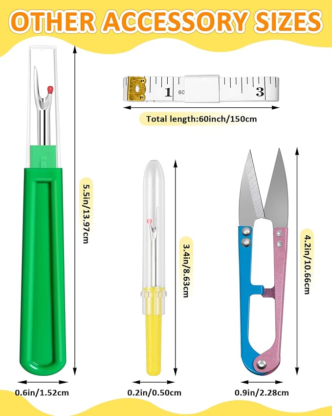 FIVEIZERO Thimble Kit– Sewing Thimbles for Hand Sewing, Metal Finger Protectors, Thimble Ring for Quilting and Embroidery, Includes Seam Ripper, Measuring Tape and Thread Snips