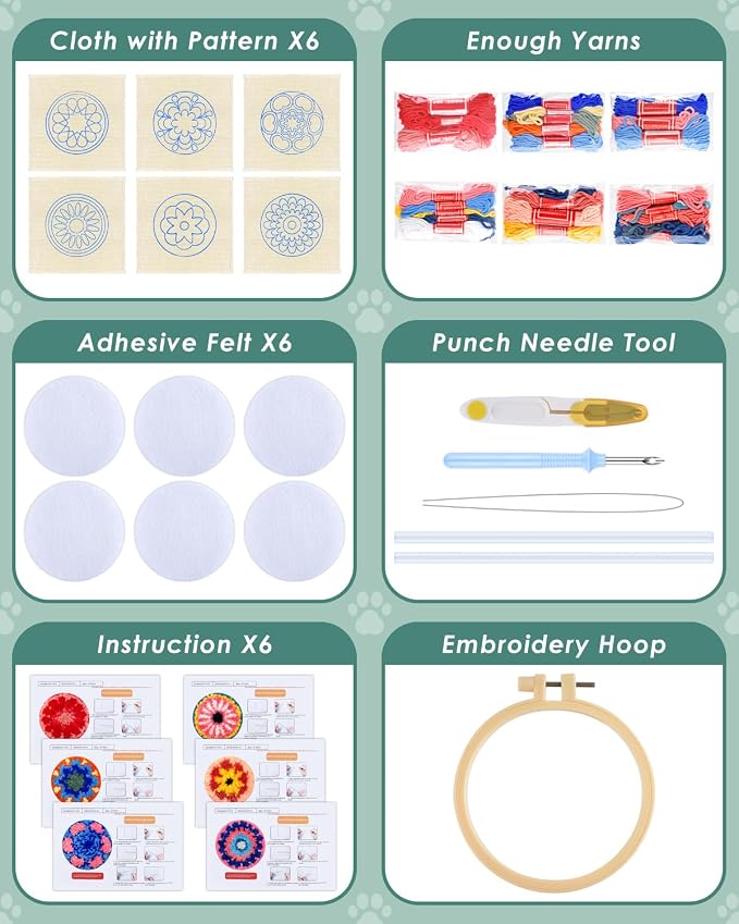 ERKOON Punch Needle Coasters Kit Adults Beginners, Needling Punching Project - Image 4