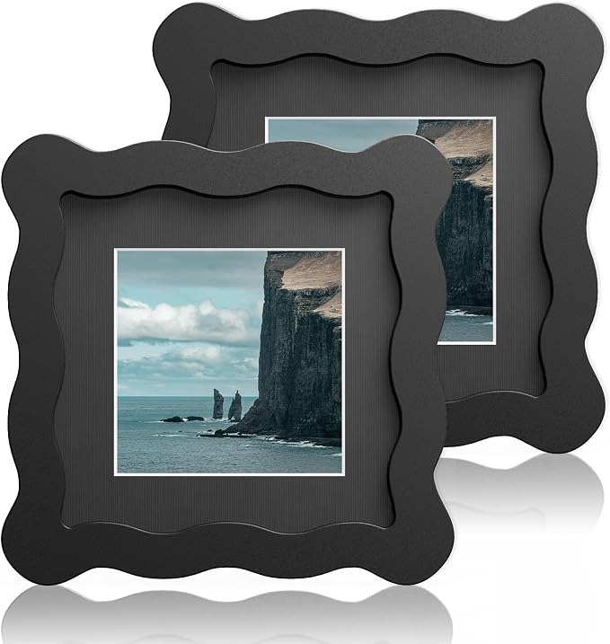 4x4 Wavy Picture Frame With Mat by Unknown