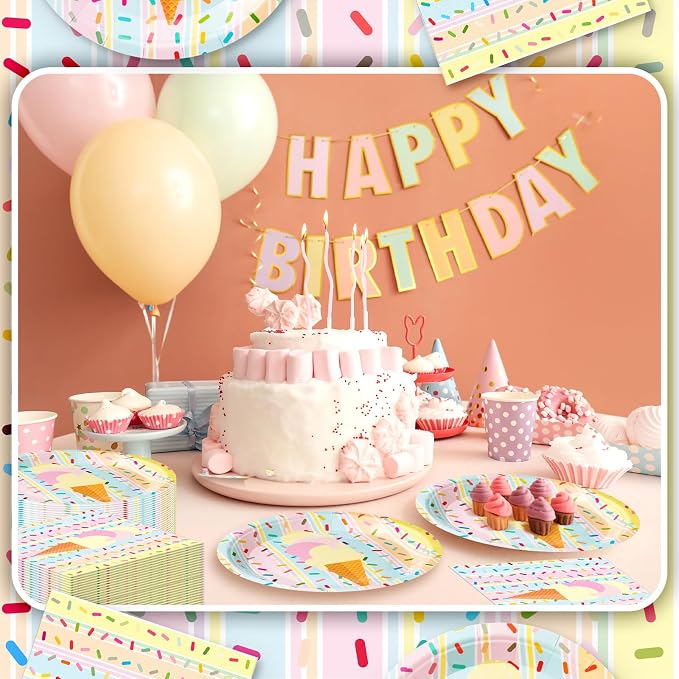 Zhehao 120 Pcs Disposable Paper Plates and Napkins Bulk Birthday Party - Image 5