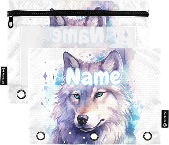 Custom Wolf Watercolor Pencil Pouch by BOENLE-WELCOMEYOURCOMING
