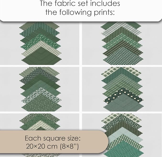 Cotton Satin Patchwork Fabric Panel – 35 Designs, 20×20 cm Squares, Single - Image 7