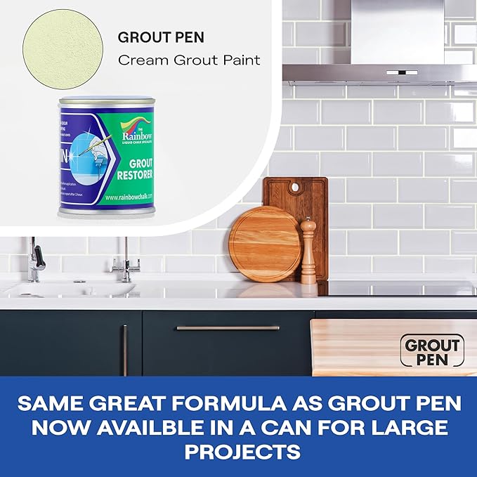 Grout Pen Cream Grout Paint: Waterproof Tile Paint Grout Refresh Restorer for Floor, Kitchen & Bathroom Shower Tiles - Cream - Can Size for Larger Projects - 125ml (4.2oz)