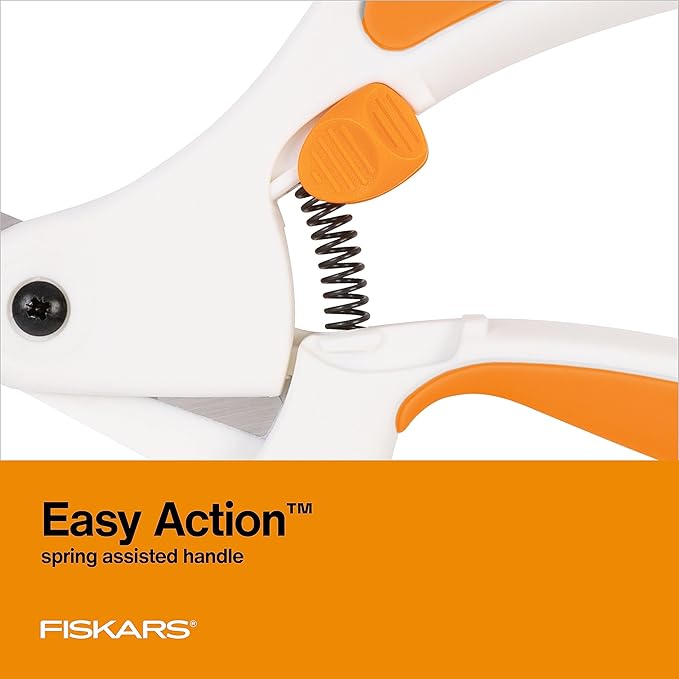 Fiskars Easy Action Scissors, No. 8, Spring-Assisted & SoftGrip Bent Handle - Image 4