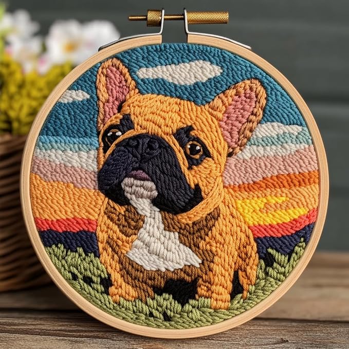 DIY Punch Needle Kits Brown French Bulldog by Unknown