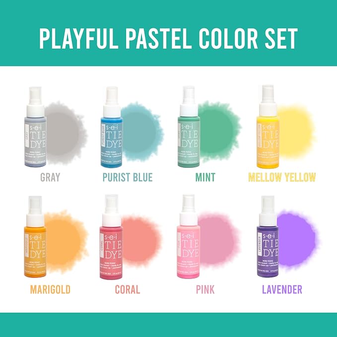 SEI 8 Pack Playful Pastel Tie Dye Spray Kit, Tye Dye Kits - Image 2