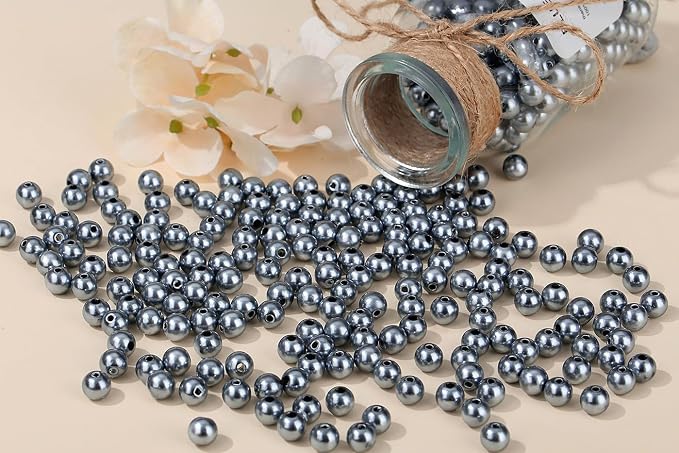 DUQGUHO Gray Pearl Beads for Crafts 6mm Plastic Pearl Beads - Image 3