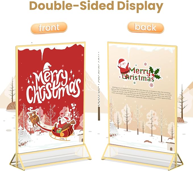 Acrylic Sign Holder 8.5X11 Double-Sided Gold Frames -12 Pcs | Gold Picture - Image 3