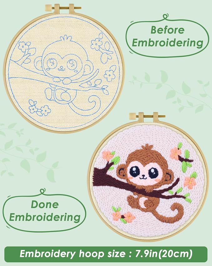 ERKOON Punch Needle Kit for Beginners Adults, DIY Easy Animals Embroidery Set - Image 3