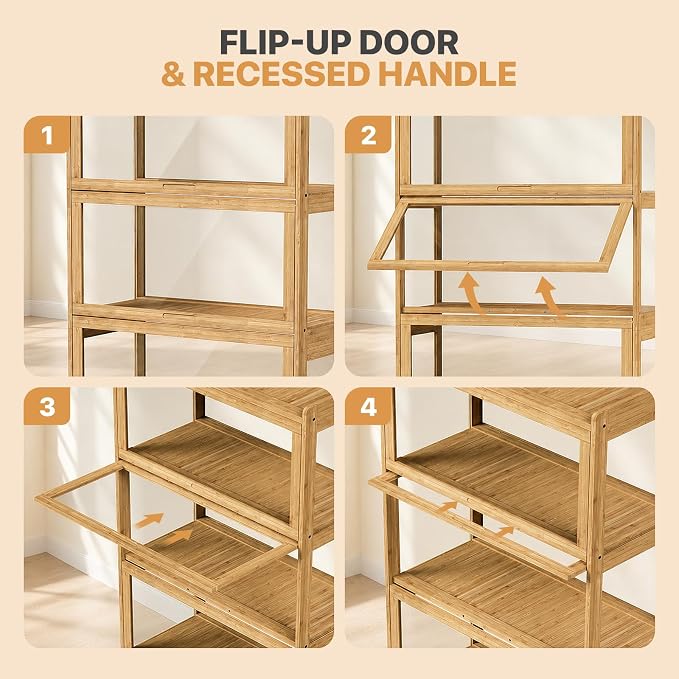 Magshion Display Cabinet with Flip-Up Doors, Natural | Full 4-Side Clear - Image 5
