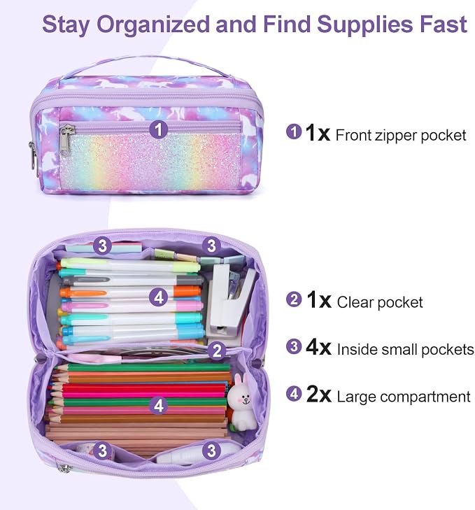Large Pencil Case for Boys, Durable Pencil Pouch for School, Wide Opening Soft - Image 4