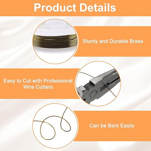 HARFINGTON 13ft Jewelry Wire, 22 Gauge (0.6mm) Brass Craft Soft Metal Tarnish Resistant Copper Beading Wire for Jewelry Making Supplies Crafting, Ancient Blue