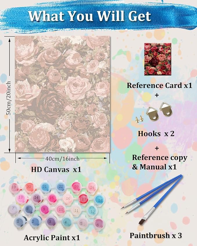 TOCARE Flowers Paint by Numbers Kit - Image 3