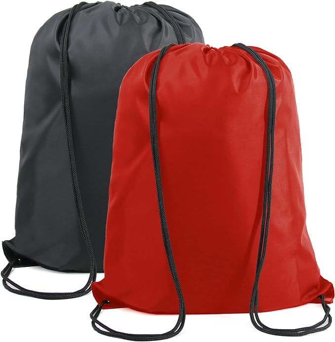 BeeGreen Black and Red Drawstring Backpack Bags Bulk 2 Pack X-Large 22.4" L x by BeeGreen