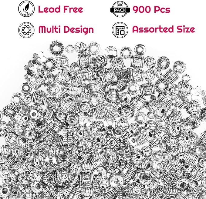Cridoz Metal Spacer Beads for Making Bracelet, Jewelry Making and Findings - Image 4