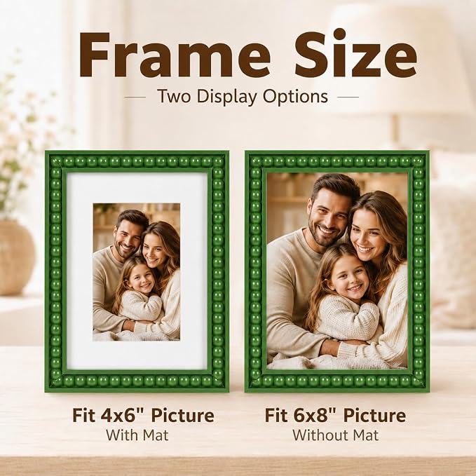 Solid Wood 6x8 Picture Frame Beaded Frame - Image 3